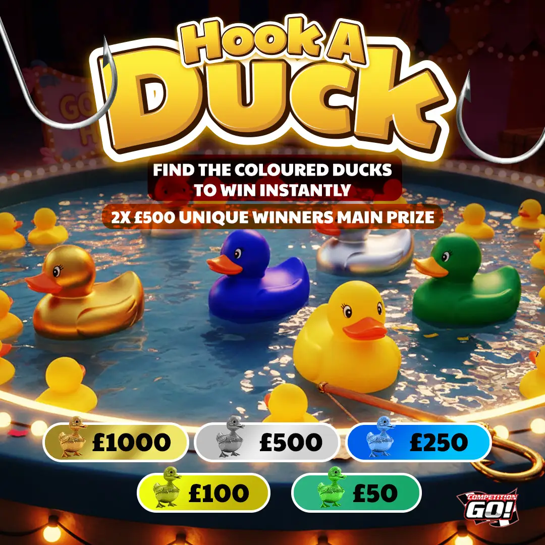 WIN - HOOK A DUCK - FIND THE COLOURED DUCKS TO WIN INSTANTLY (2X £500 MAIN PRIZE)