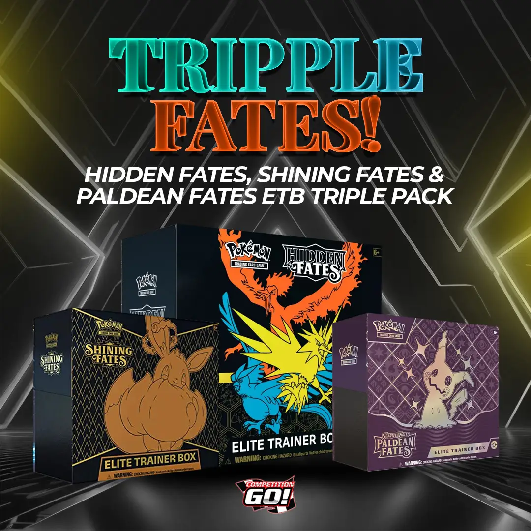 WIN - TRIPLE FATES! HIDDEN FATES, SHINING FATES & PALDEAN FATES ETB TRIPLE PACK